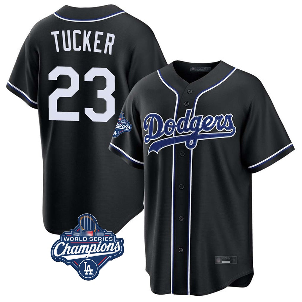 Los Angeles Dodgers #23 Kyle Tucker Player Black HOLBERT World Series Meet Carbon Limited Home Stitched Jerseys