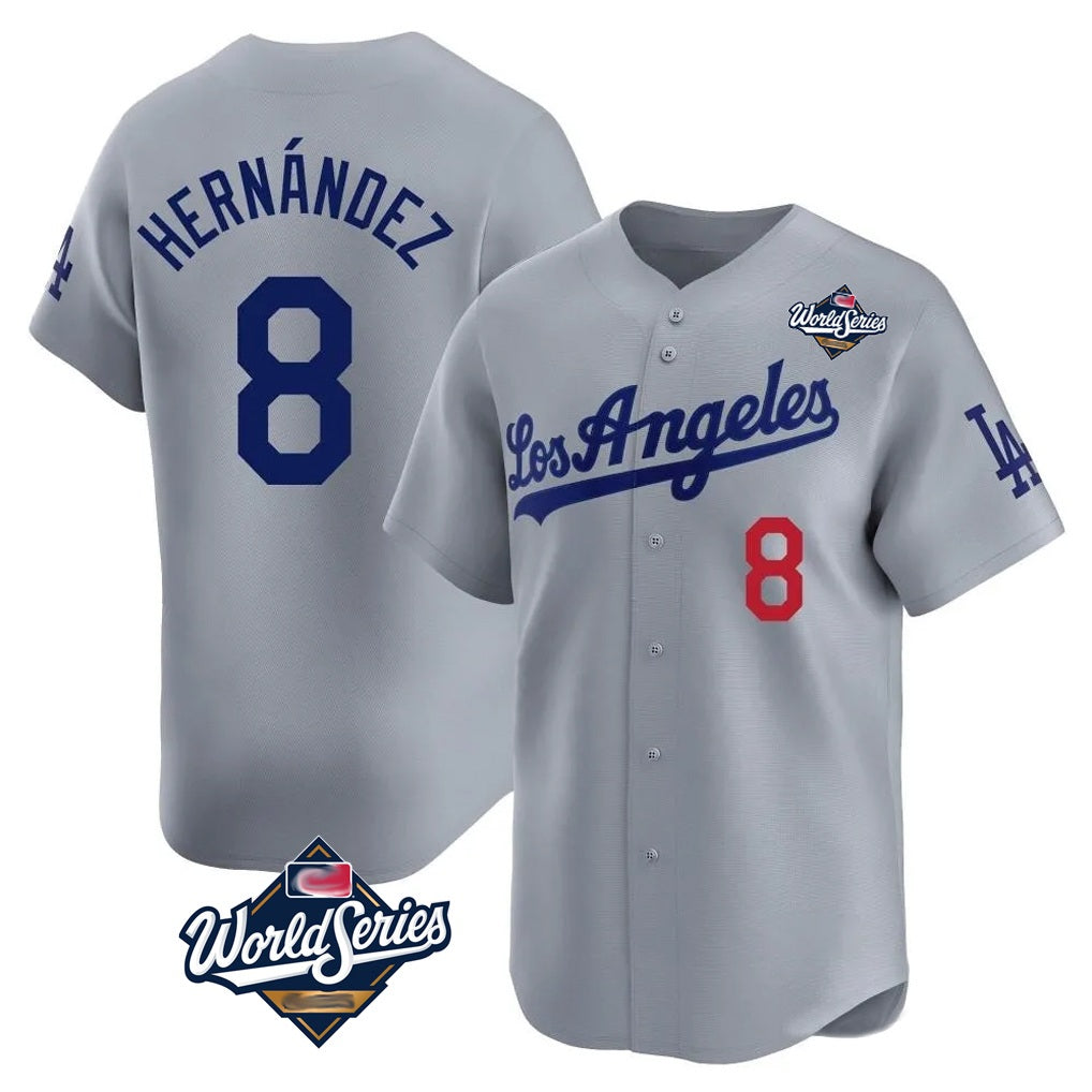 Los Angeles Dodgers #8 Enrique Hern¨¢ndez Player Gray HOLBERT World Series Limited Home Stitched Jerseys