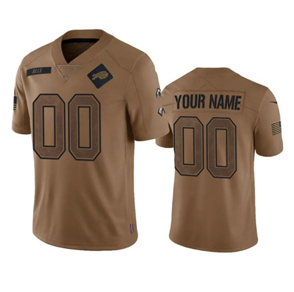Custom B.Bills Active Player 2023 Brown HOLBERT Salute To Service Limited Stitched Jersey