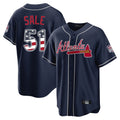 Atlanta Braves #51 Chris Sale Player Navy HOLBERT USA 250 Fourth Of July Limited Home Game Stitched Jerseys