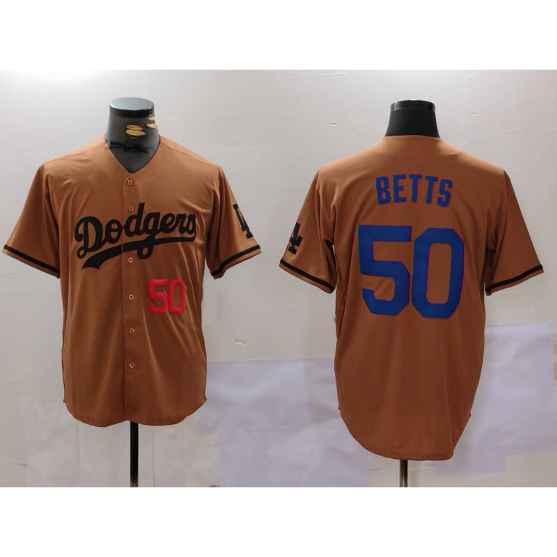 Los Angeles Dodgers #50 Mookie Betts Number Olive HOLBERT Cool Base Limited Stitched Jersey 2