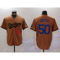 Los Angeles Dodgers #50 Mookie Betts Number Olive HOLBERT Cool Base Limited Stitched Jersey 2