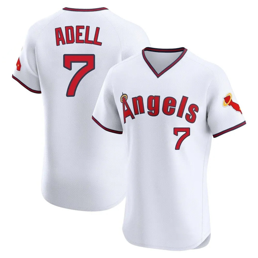 Los Angeles Angels #7 Jo Adell Player White HOLBERT T-shirt Home Limited Elite Stitched Jerseys
