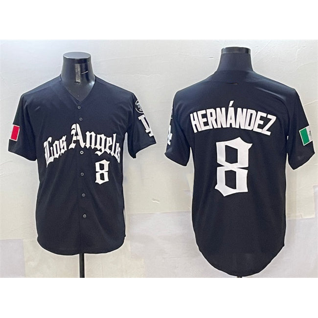 Los Angeles Dodgers #8 Enrique Hernandez Black HOLBERT Mexico 2025 LA Gothic Style With Fernando Patch Vapor Premier Limited Stitched Jersey