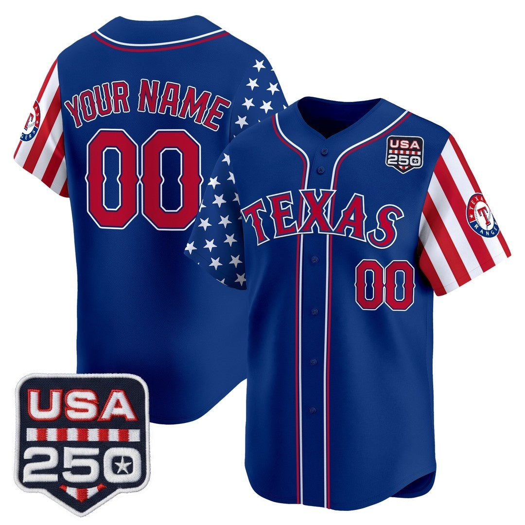 Custom Texas Rangers America 250 Edition Vapor Premier Limited Royal HOLBERT Stitched Jerseys