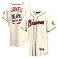 Atlanta Braves #10 Chipper Jones Player Cream HOLBERT USA 250 Fourth Of July Limited Home Game Stitched Jerseys