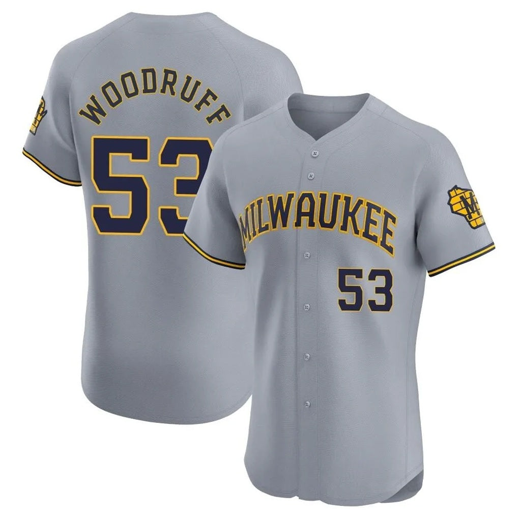 Milwaukee Brewers #53 Brandon Woodruff Player Gray HOLBERT Home Limited Elite Stitched Jerseys