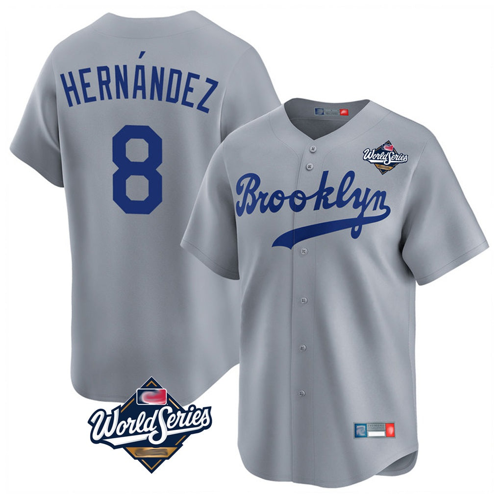 Los Angeles Dodgers #8 Enrique Hern¨¢ndez Player Gray HOLBERT World Series Game Limited Home Stitched Jerseys