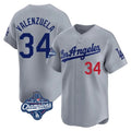 Los Angeles Dodgers #34 Fernando Valenzuela Player Gray HOLBERT World Series Meet Limited Home Stitched Jerseys