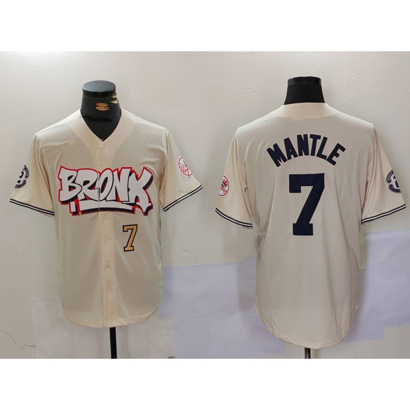 New York Yankees #7 Mickey Mantle Cream HOLBERT Limited Stitched Jerseys
