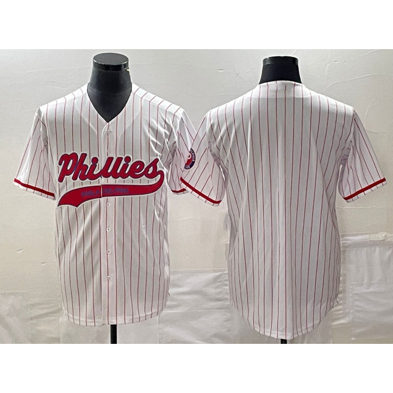 Philadelphia Phillies Blank White HOLBERT Pinstripe Cool Base Stitched Jersey