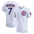 Chicago Cubs #7 Dansby Swanson White HOLBERT Home Elite Jersey