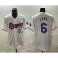 Texas Rangers #6 Josh Jung Number White HOLBERT 2024 Gold Collection Limited Cool Base Jersey