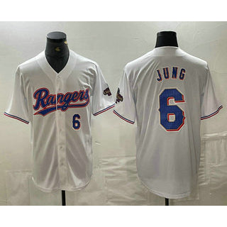 Texas Rangers #6 Josh Jung Number White HOLBERT 2024 Gold Collection Limited Cool Base Jersey