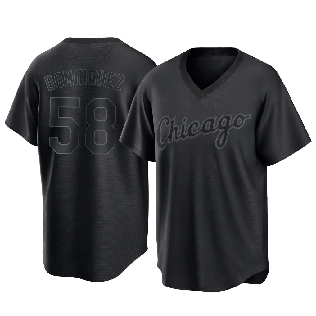 Chicago White Sox #58 Seranthony Dominguez Player Black HOLBERT T-shirt Home Game Stitched Jerseys