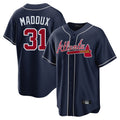 Atlanta Braves #31 Greg Maddux Player Navy HOLBERT Home Game Stitched Jerseys