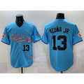 Atlanta Braves #13 Ronald Acuna Jr. Blue HOLBERT 2024 Atliens & Peach With Outkast Patch Vapor Limited Stitched Jersey