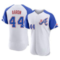 Atlanta Braves #44 Hank Aaron Player White HOLBERT City Connect Limited Elite Home Game Stitched Jerseys