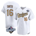 Los Angeles Dodgers #16 Will Smith Player White Gold HOLBERT World Series Collection Limited Home Stitched Jerseys