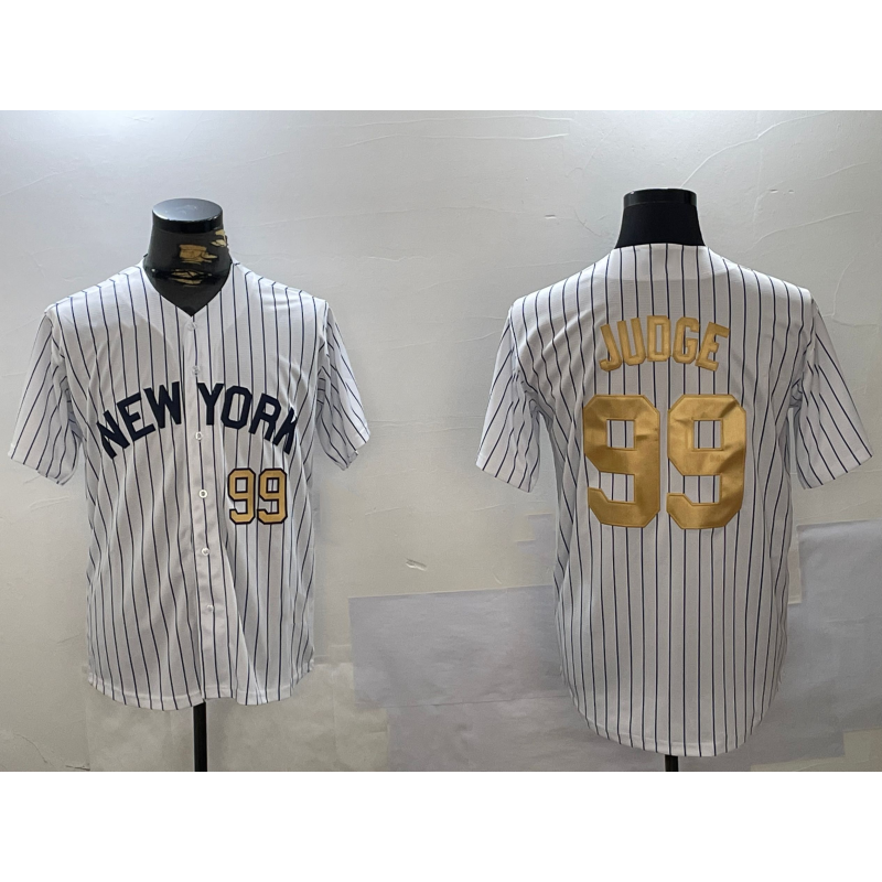 New York Yankees #99 Aaron Judge White HOLBERT Pinstripe Fashion Cool Base Jerseys