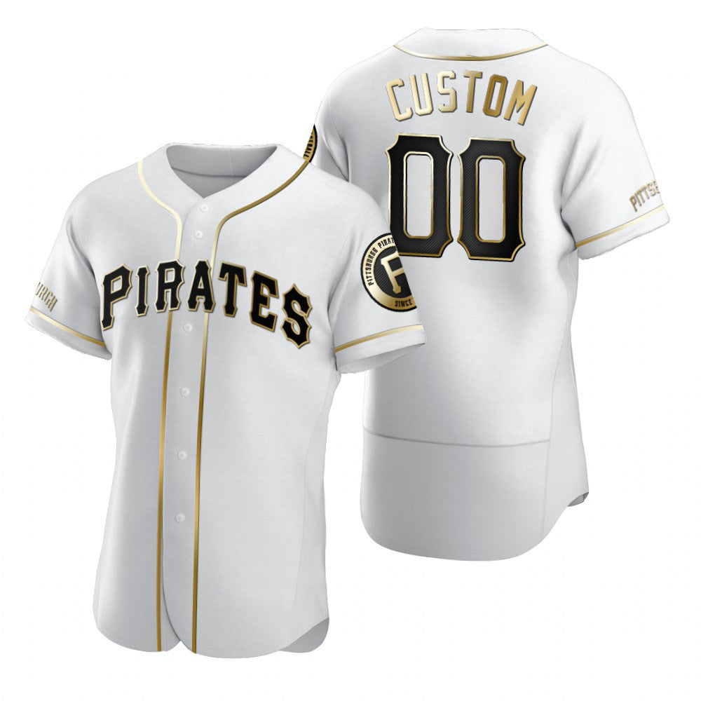 Custom Pittsburgh Pirates White HOLBERT Stitched Flex Base Golden Edition Jersey