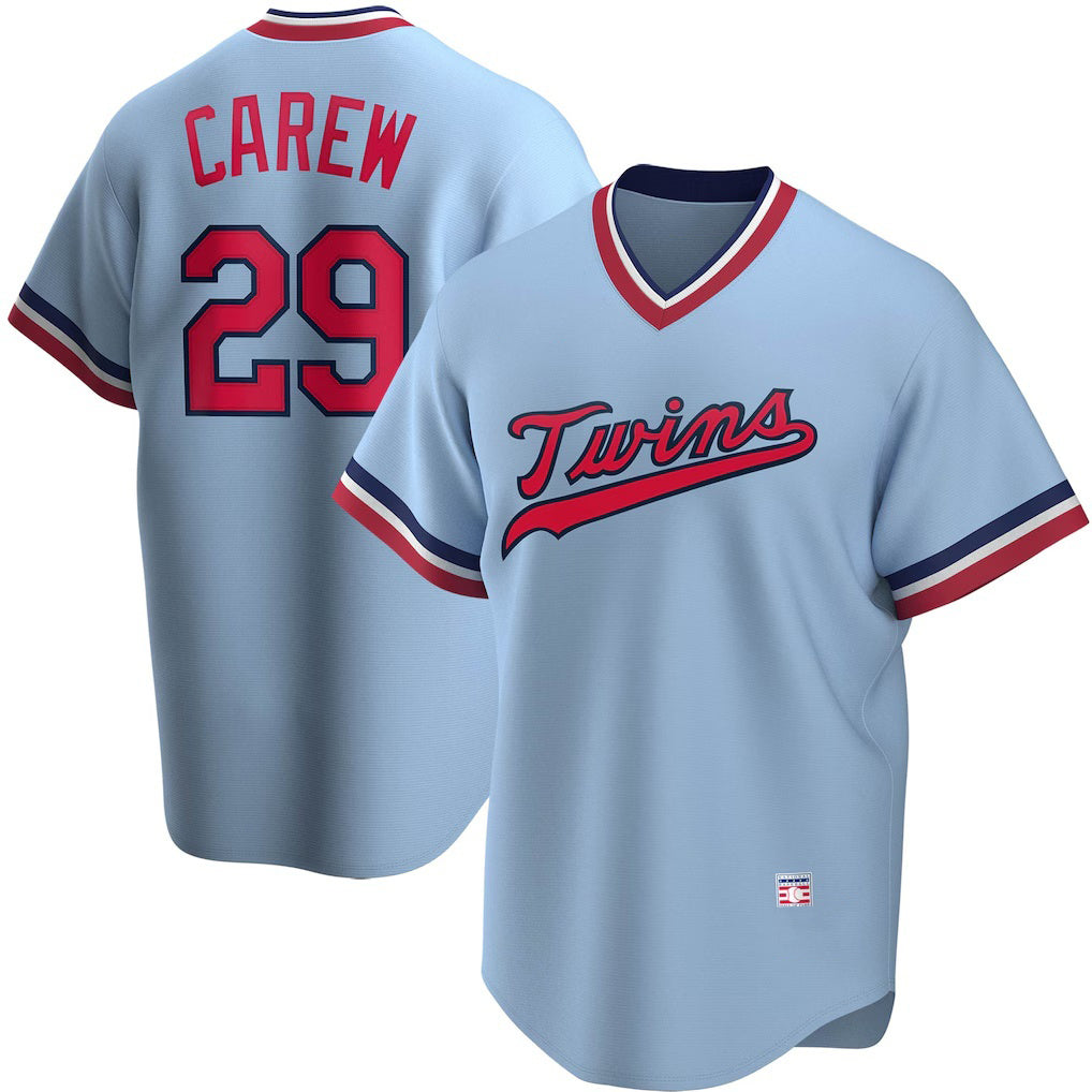 Minnesota Twins #29 Rod Carew Light Blue HOLBERT Road Cooperstown Collection Player Jersey