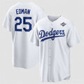 Los Angeles Dodgers #25 Tommy Edman White HOLBERT 2025 World Series Home Cool Base Stitched Jersey