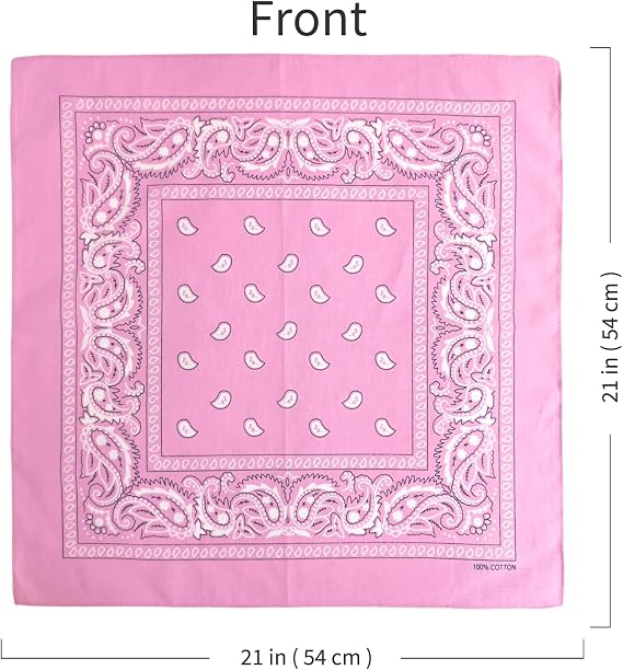 100% Cotton Bandanas, 21 x 21 inches, Set of 6