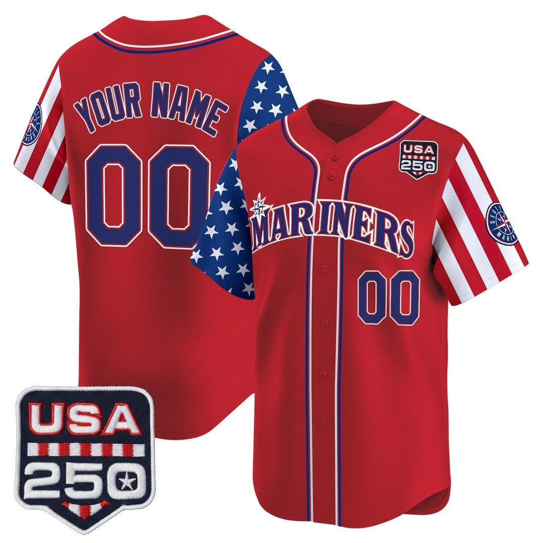 Custom Seattle Mariners America 250 Edition Vapor Premier Limited Red HOLBERT Stitched Jerseys