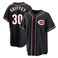 Cincinnati Reds #30 Ken Griffey Player Black HOLBERT Fashion Out Home Game Stitched Jerseys