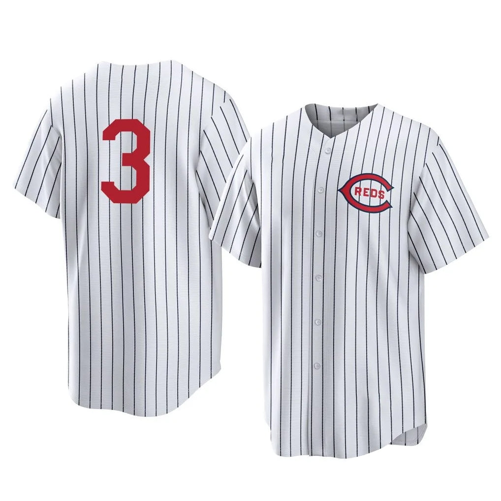 Cincinnati Reds #3 Ke'Bryan Hayes Player White HOLBERT Stripe Field of Dreams Game Home Stitched Jerseys
