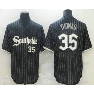 Chicago White Sox #35 Frank Thomas Black HOLBERT With Small Number 2021 City Connect Stitched Cool Base Jersey