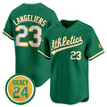 Oakland Athletics #23 Shea Langeliers Green HOLBERT 2024 Limited With Rickey Henderson Patch Stitched Jersey