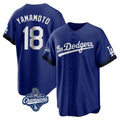 Los Angeles Dodgers #18 Yoshinobu Yamamoto Player Royal HOLBERT World Series Meet City Connect Home Game Stitched Jerseys
