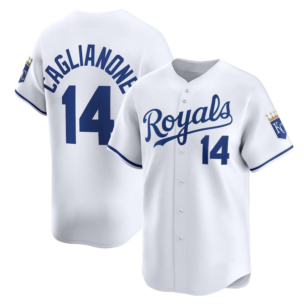 Kansas City Royals #14 Jac Caglianone White HOLBERT Home Limited Player Jersey
