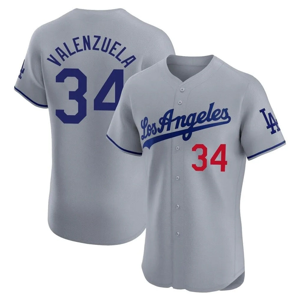Los Angeles Dodgers #34 Fernando Valenzuela Player Gray HOLBERT Limited Elite Home Stitched Jerseys