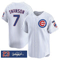 Chicago Cubs #7 Dansby Swanson White HOLBERT Pinstripe 'Ryne Sandberg Tribute' Vapor Limited V3 Stitched Jersey