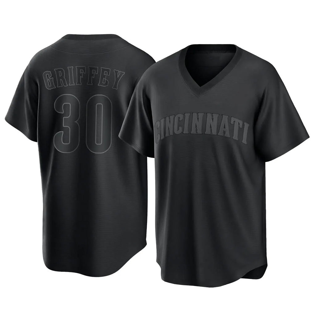Cincinnati Reds #30 Ken Griffey Player Black HOLBERT T-shirt Game Home Stitched Jerseys