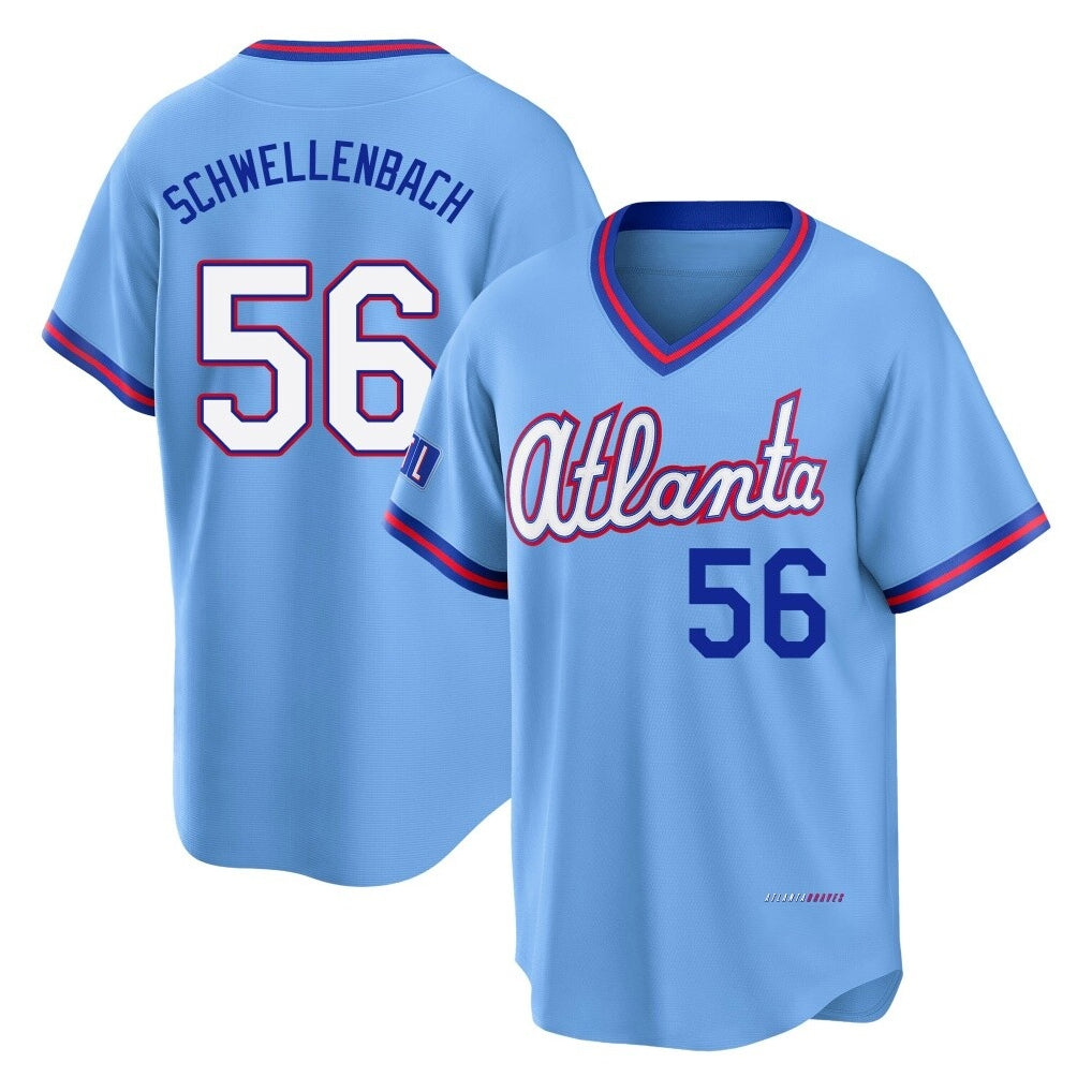 Atlanta Braves #56 Spencer Schwellenbach Player Powder Blue HOLBERT 2026 City Connect T-shirt Home Game Stitched Jerseys