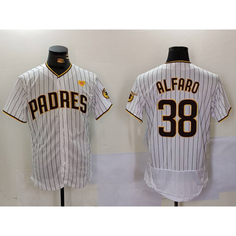 San Diego Padres #38 Jorge Alfaro White HOLBERT With PS Patch Stitched Flex Base Jersey 2
