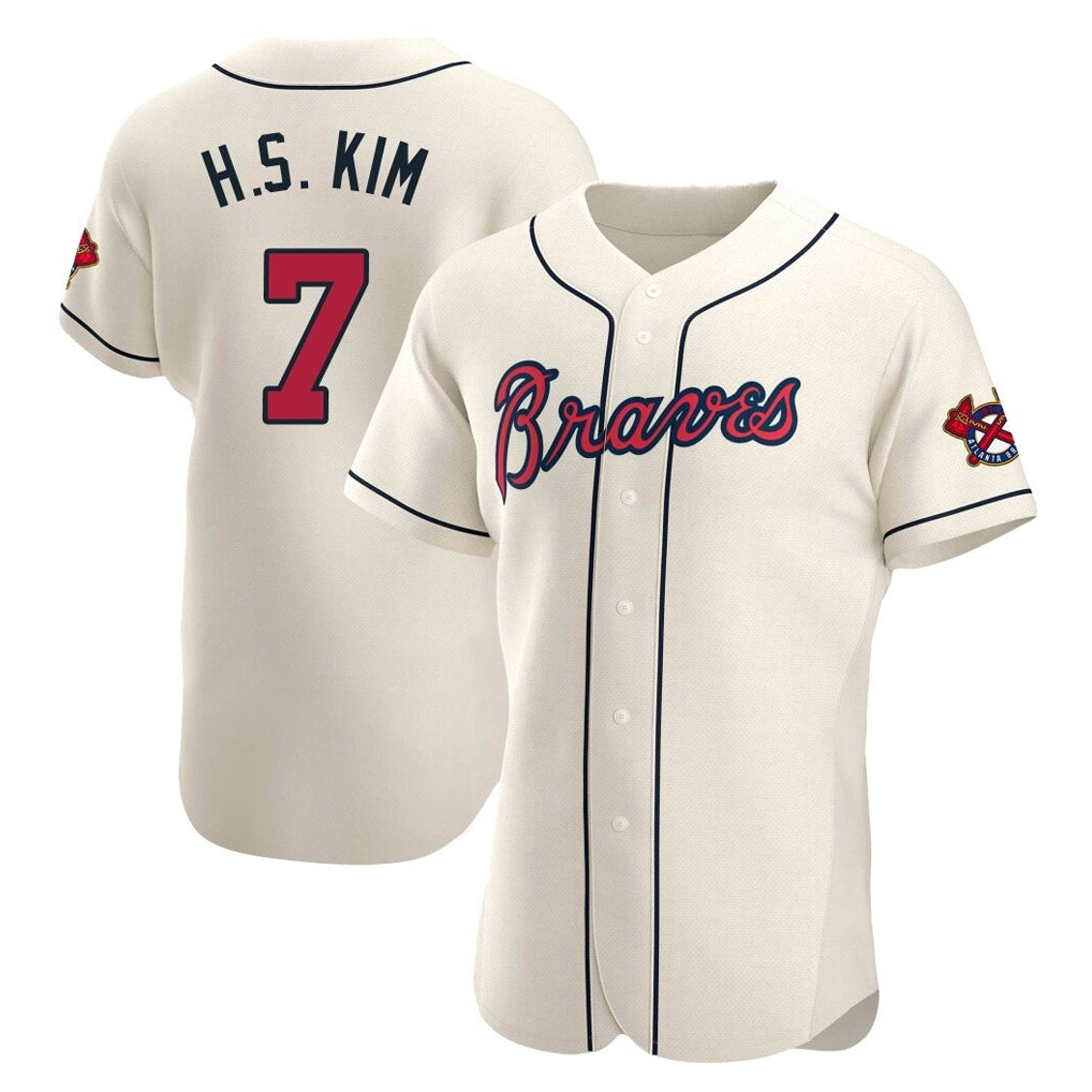 Atlanta Braves #7 Ha-Seong Kim Player Cream HOLBERT Limited Elite Home Game Stitched Jerseys