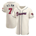 Atlanta Braves #7 Ha-Seong Kim Player Cream HOLBERT Limited Elite Home Game Stitched Jerseys