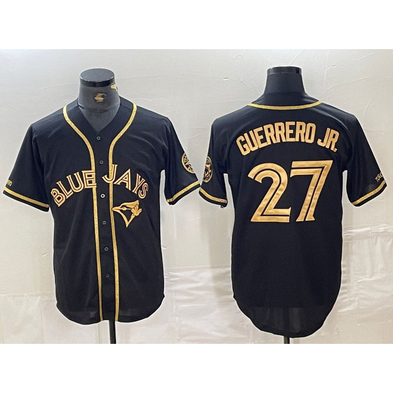 Toronto Blue Jays #27 Vladimir Guerrero Jr Black Gold HOLBERT Cool Base Stitched Jersey