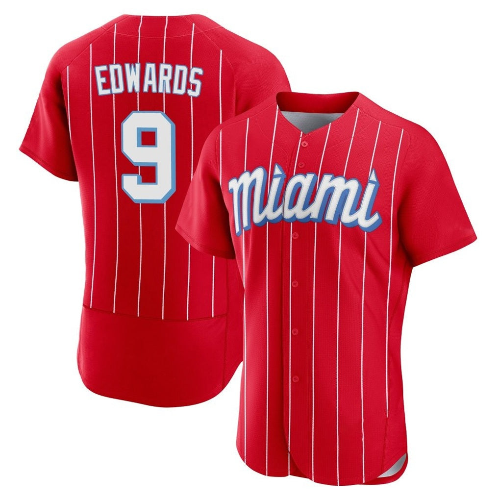 Miami Marlins #9 Xavier Edwards Player Red HOLBERT City Connect Home Limited Elite Stitched Jerseys