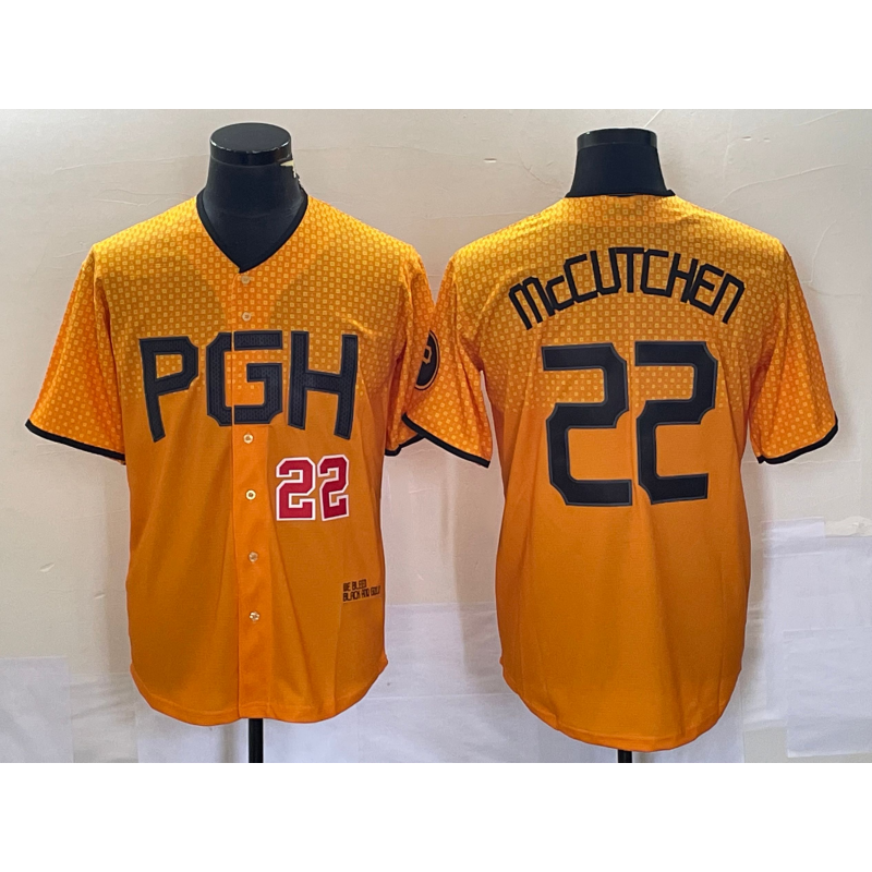 Pittsburgh Pirates #22 Andrew McCutchen Number Gold HOLBERT 2023 City Connect Stitched Jersey