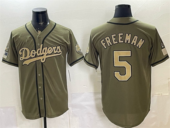 Los Angeles Dodgers #5 Freddie Freeman Olive HOLBERT 2026 Armed Forces Day Stitched Jersey