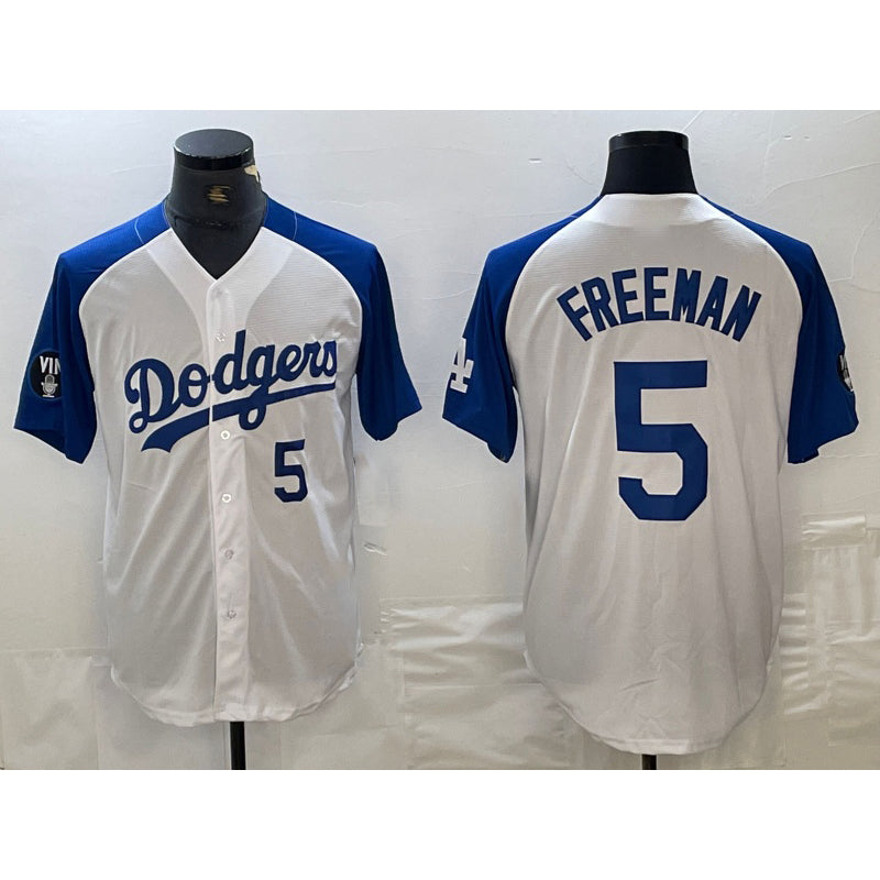 Los Angeles Dodgers #5 Freddie Freeman Number White Blue HOLBERT Fashion Stitched Cool Base Limited Jersey 2