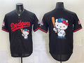 Los Angeles Dodgers Team Big Logo Black HOLBERT Hello Kitty Night 2025 World Series Champions Patch Stitched Jersey
