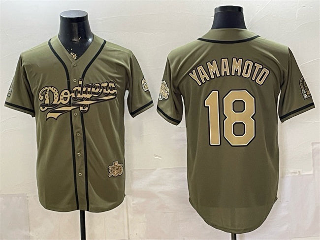 Los Angeles Dodgers #18 Yoshinobu Yamamoto Olive HOLBERT 2026 Armed Forces Day Stitched Jersey