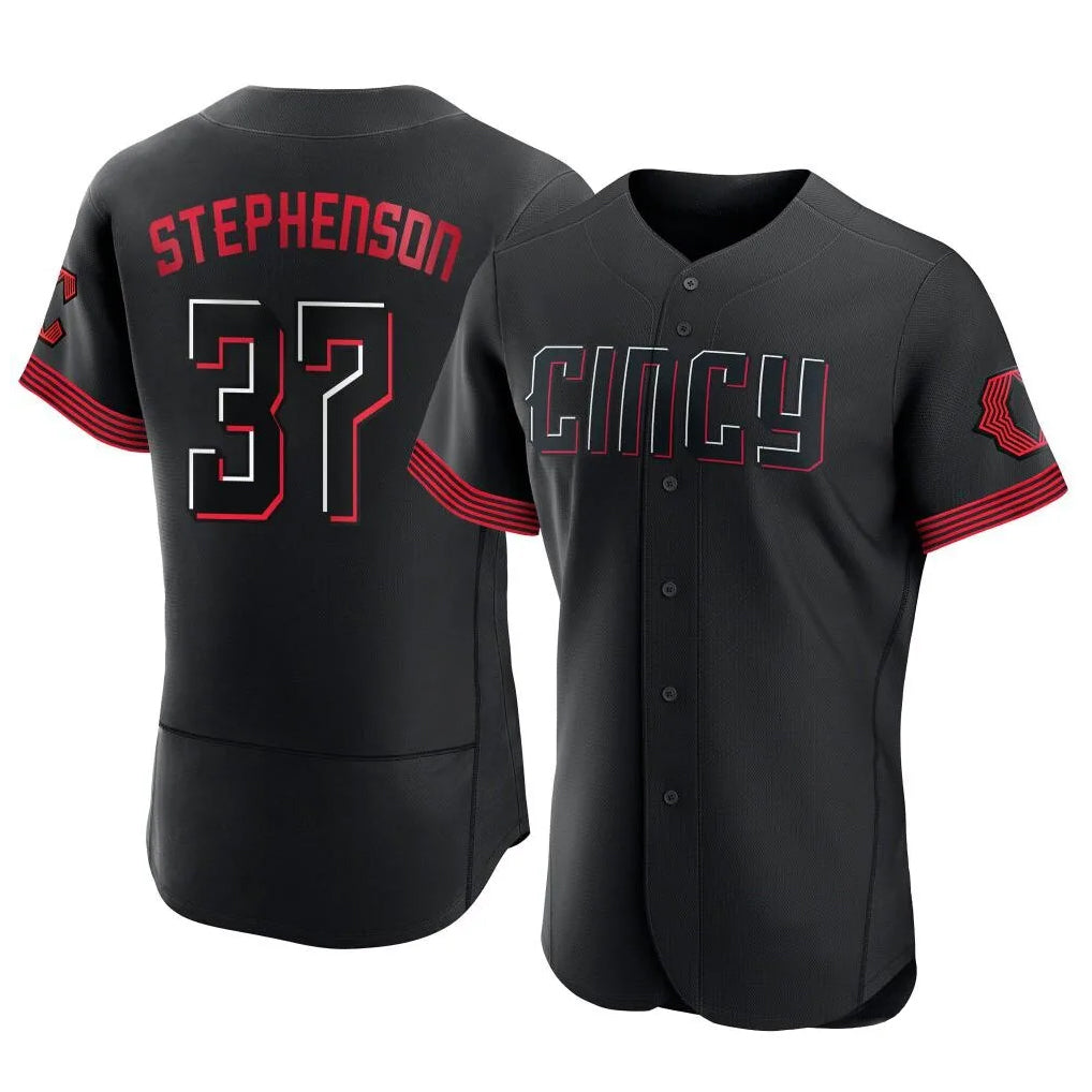 Cincinnati Reds #37 Tyler Stephenson Player Black HOLBERT City Connect Limited Elite Home Stitched Jerseys